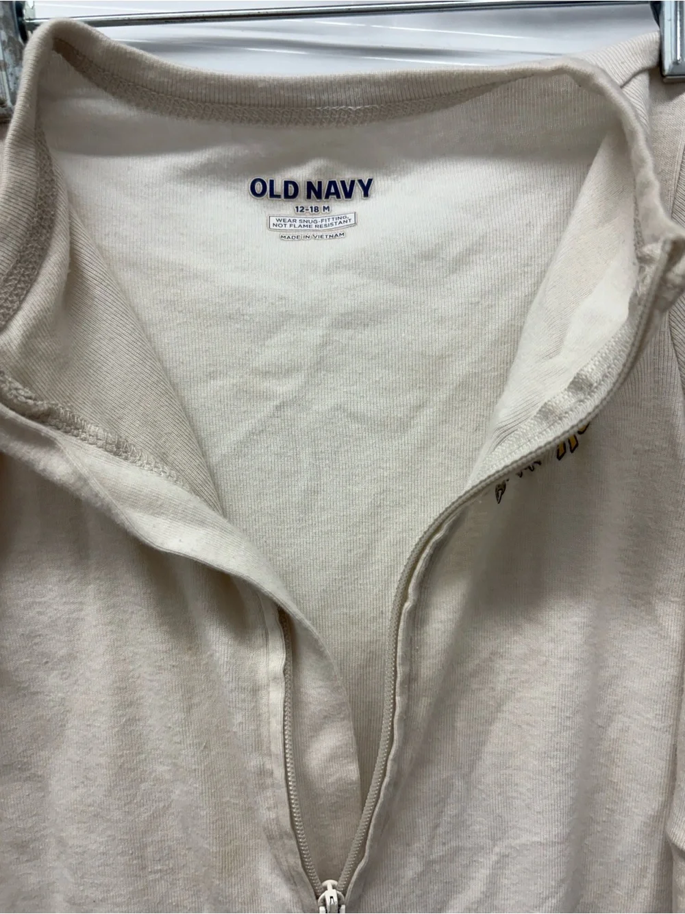 Old Navy 12-18M Cotton Knit Beige Dinosaur Zip One-Piece Coverall Long Sleeve